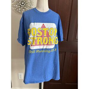 Men's Unisex Delta Pro Weight blue Boston Strong still running tshirt Large